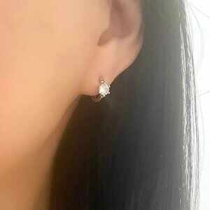 925 Sterling Silver Diamond Huggie Hoop Earrings Silver Huggie Earrings